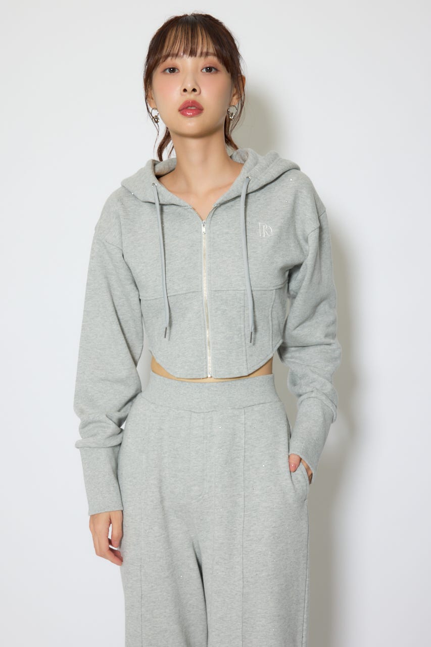 ビスチェディティールフードスウェット T.GRY FREE