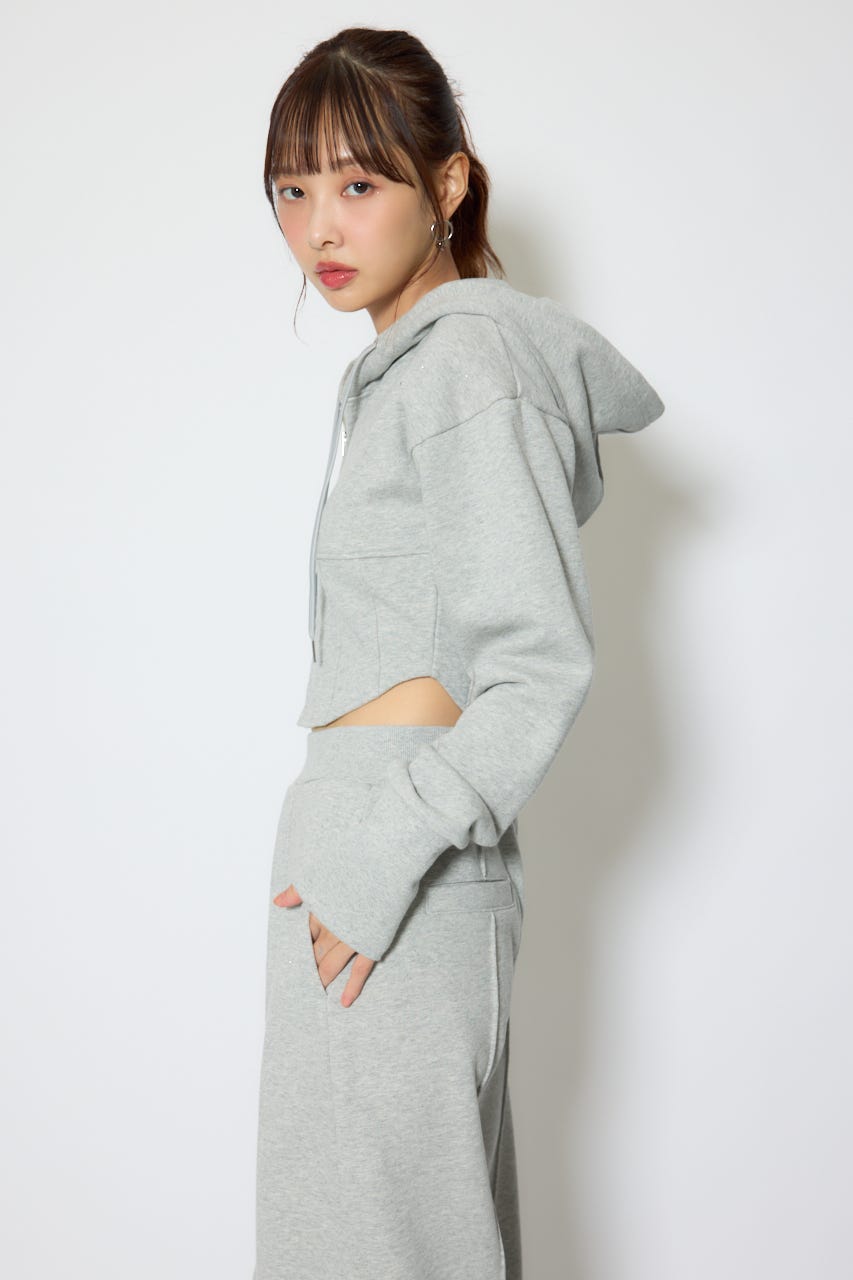 ビスチェディティールフードスウェット T.GRY FREE