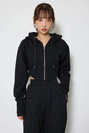 ビスチェディティールフードスウェット