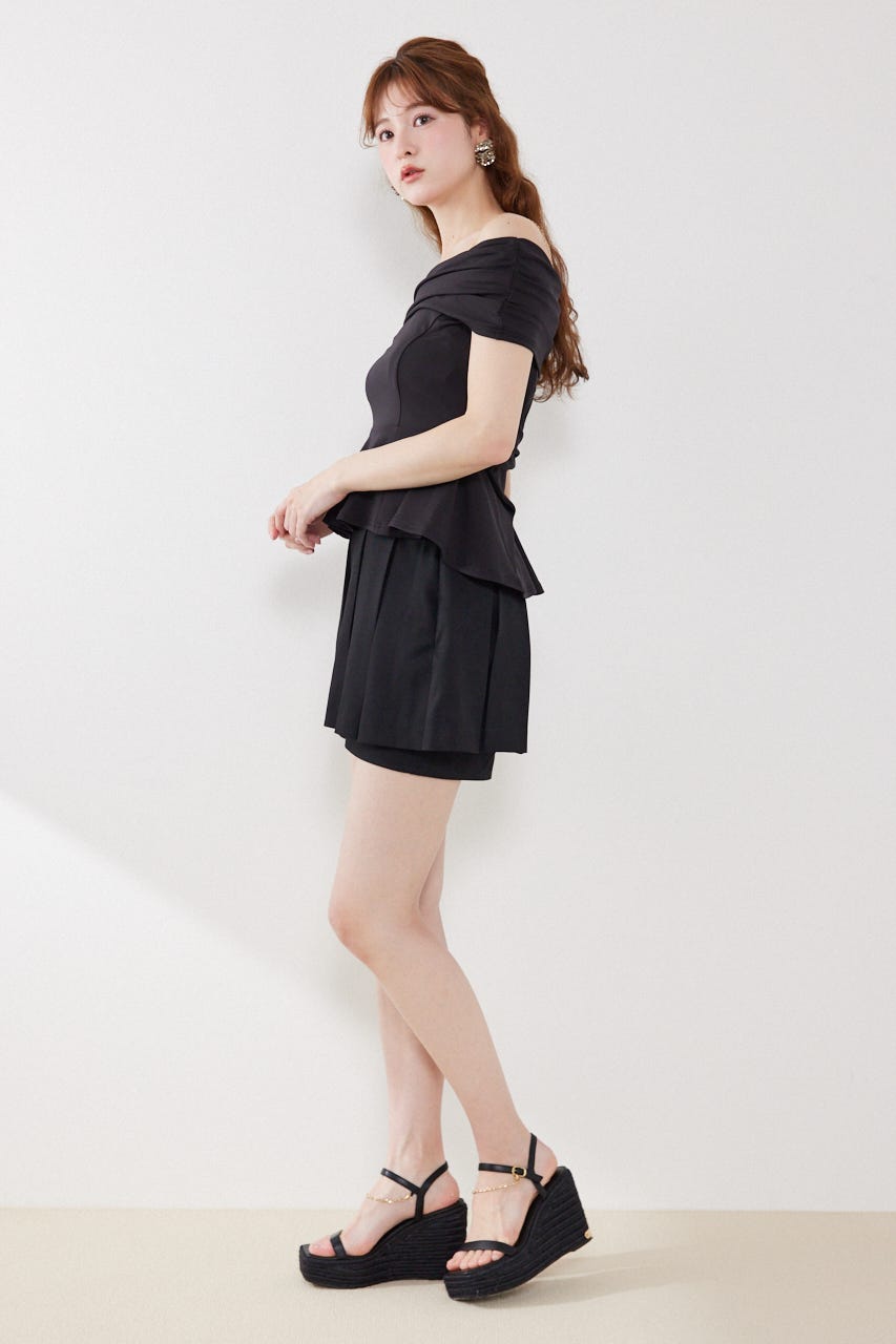 リボンディティールトップス BLK FREE