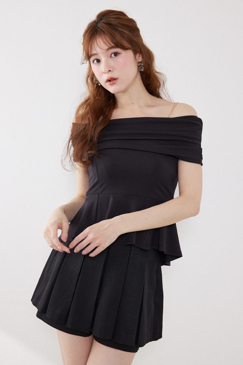 リボンディティールトップス BLK FREE