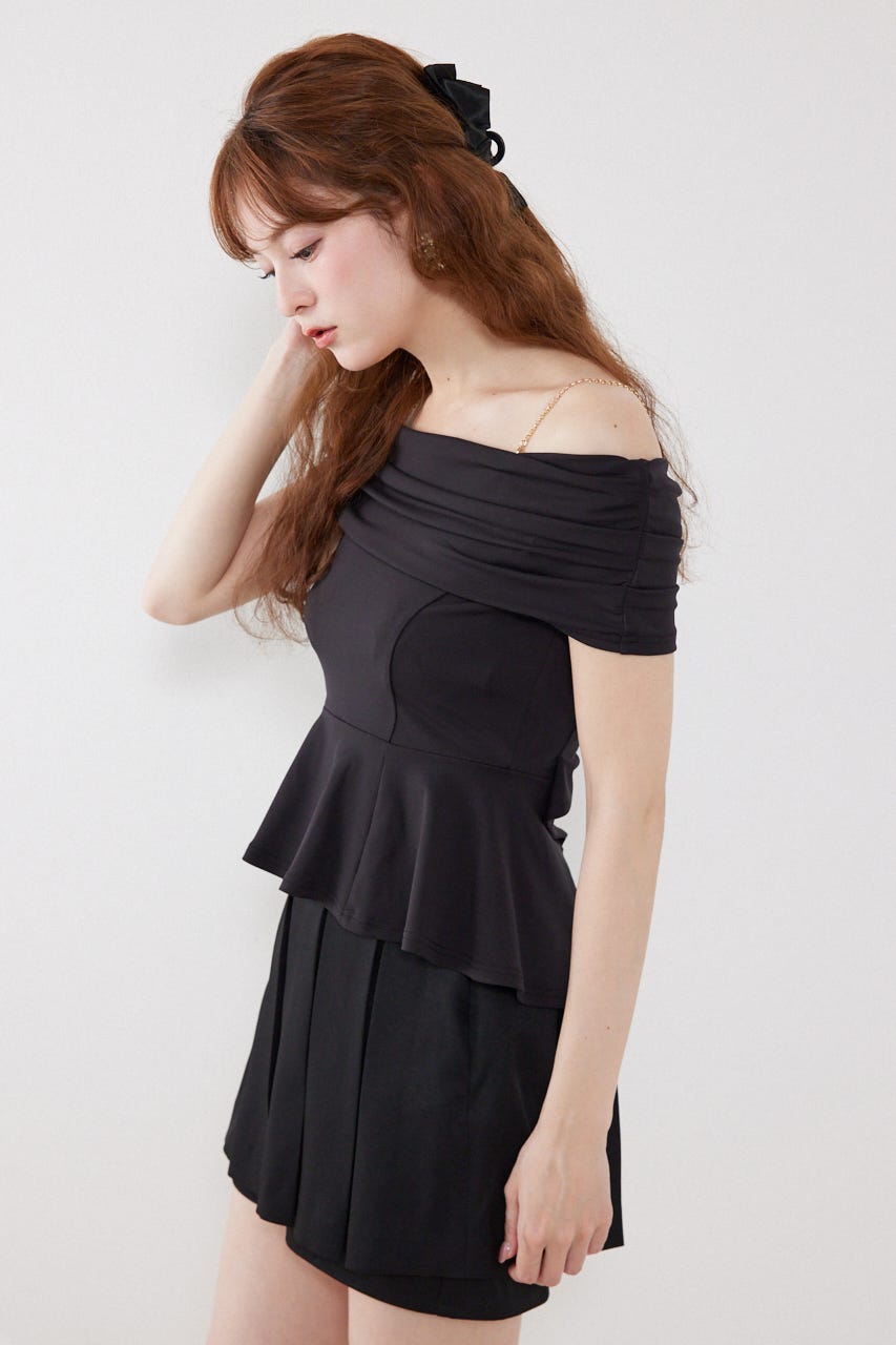 リボンディティールトップス BLK FREE