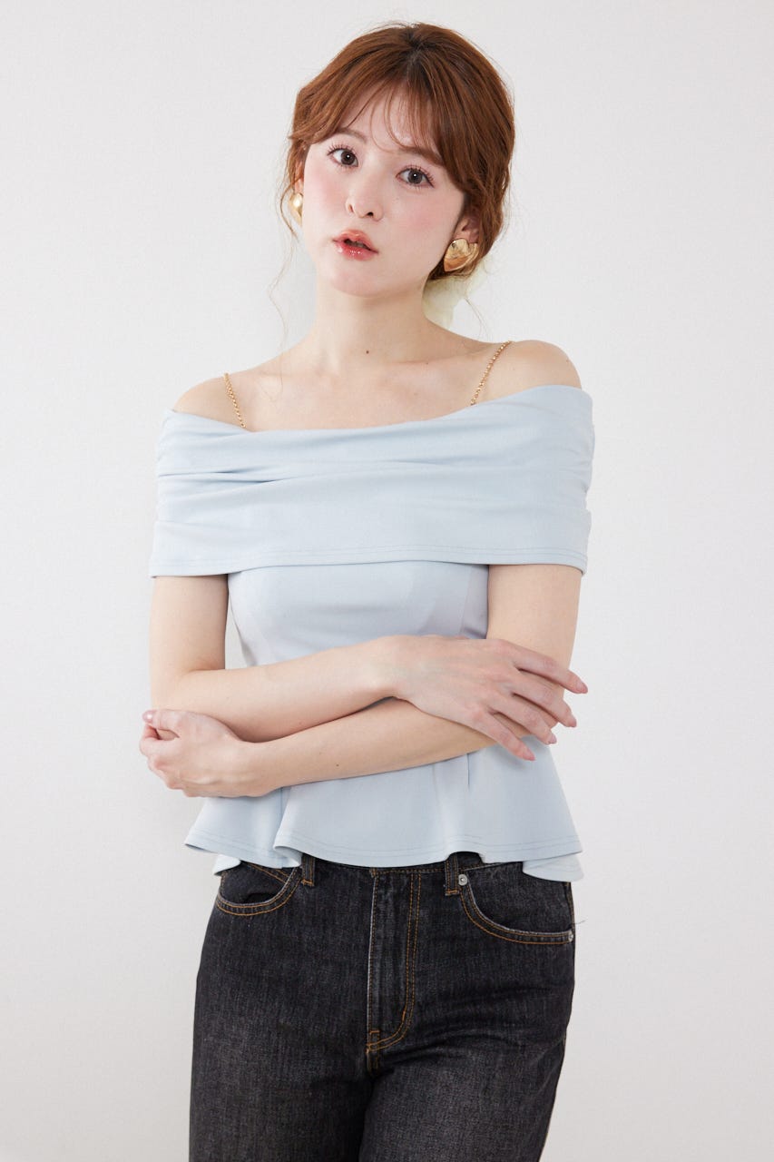 リボンディティールトップス L/BLU FREE