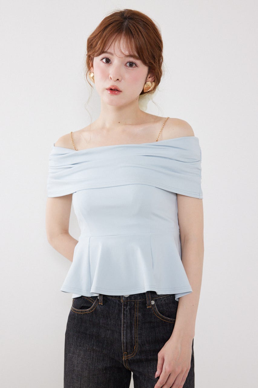 リボンディティールトップス L/BLU FREE
