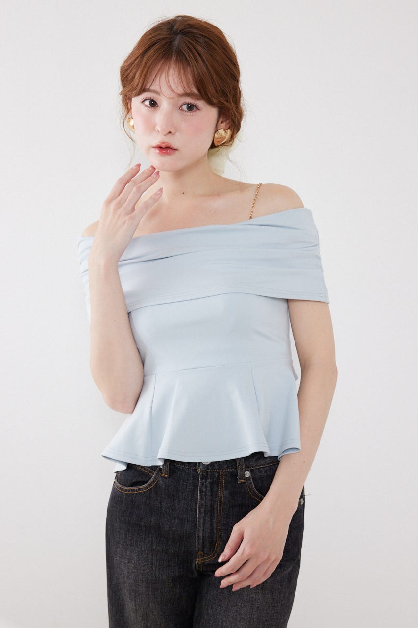 リボンディティールトップス L/BLU FREE