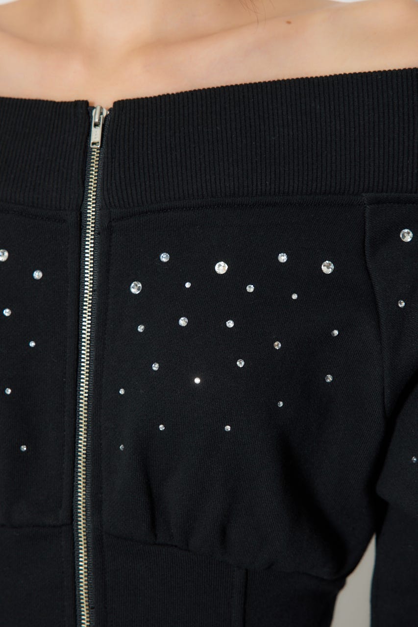 オフショルダーカッティングマーメイドワンピース BLK M