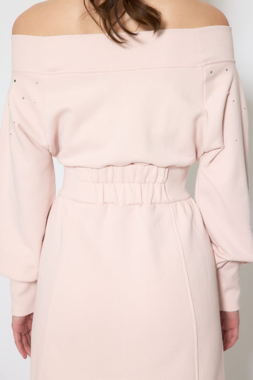 オフショルダーカッティングマーメイドワンピース L/PNK S