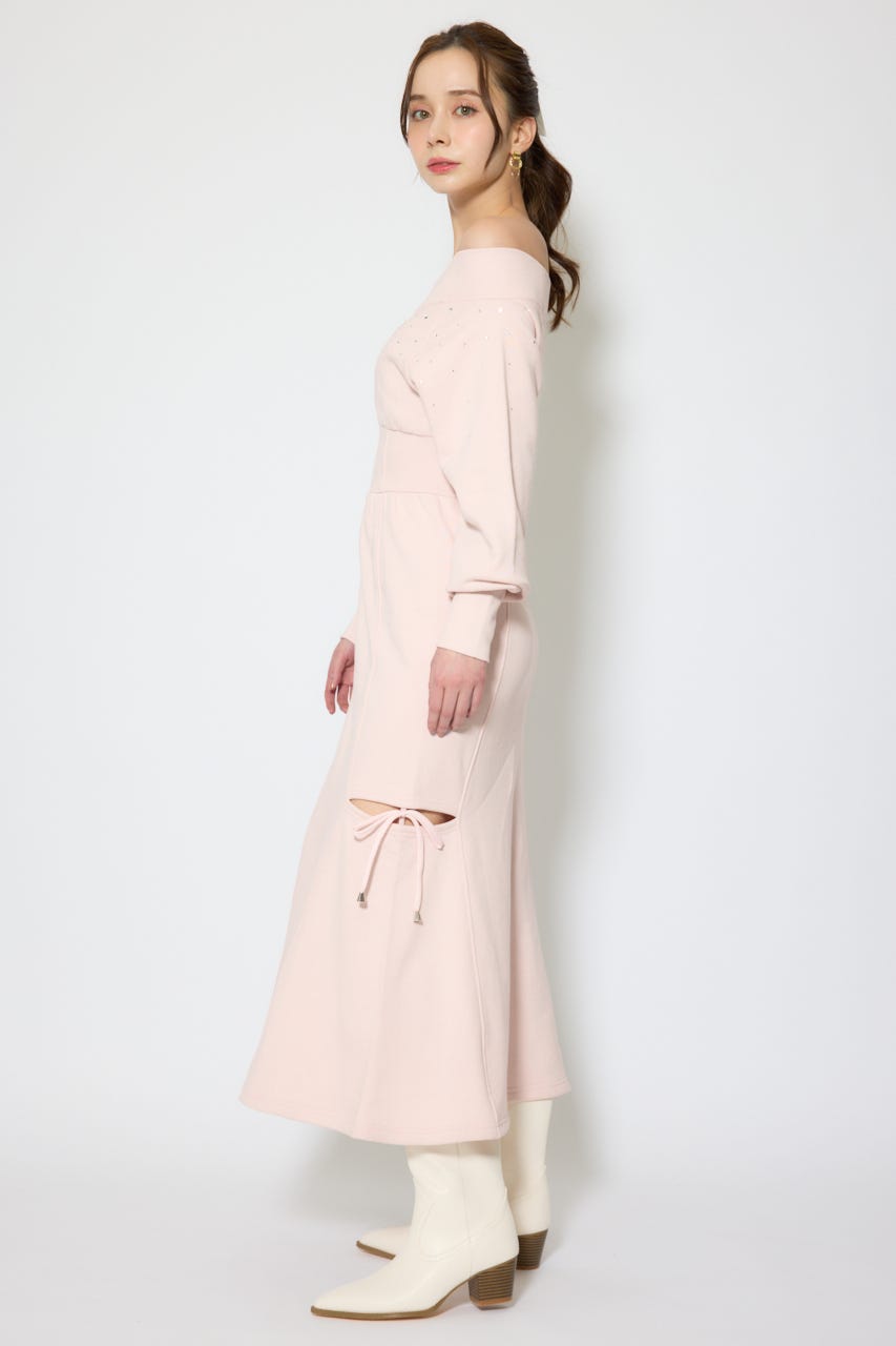 オフショルダーカッティングマーメイドワンピース L/PNK S