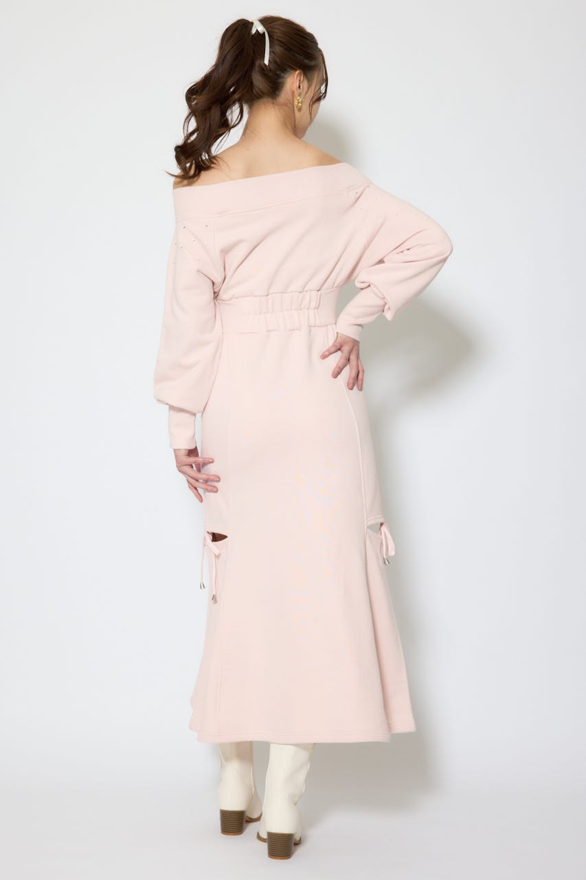 オフショルダーカッティングマーメイドワンピース L/PNK S