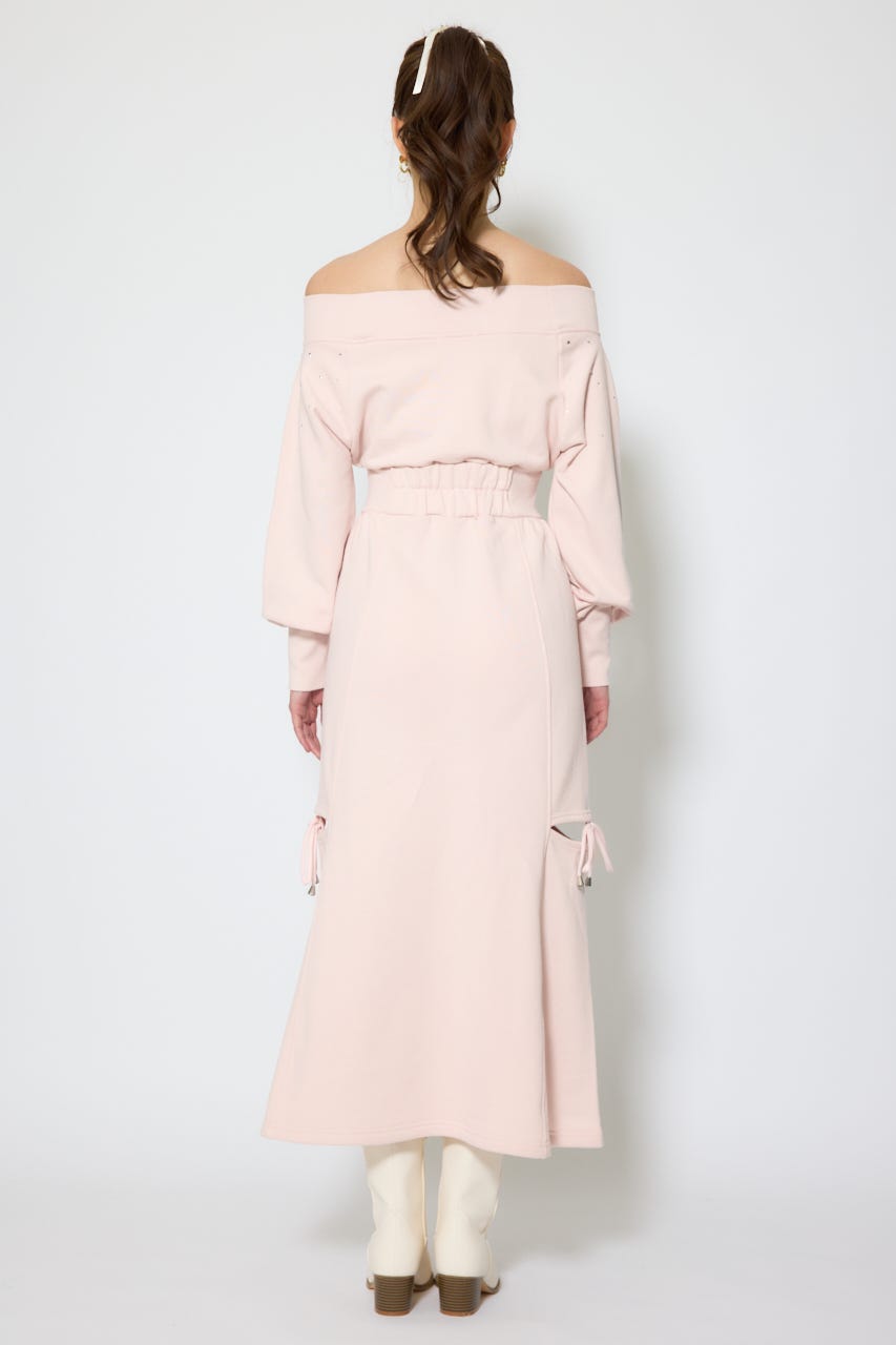 オフショルダーカッティングマーメイドワンピース L/PNK S