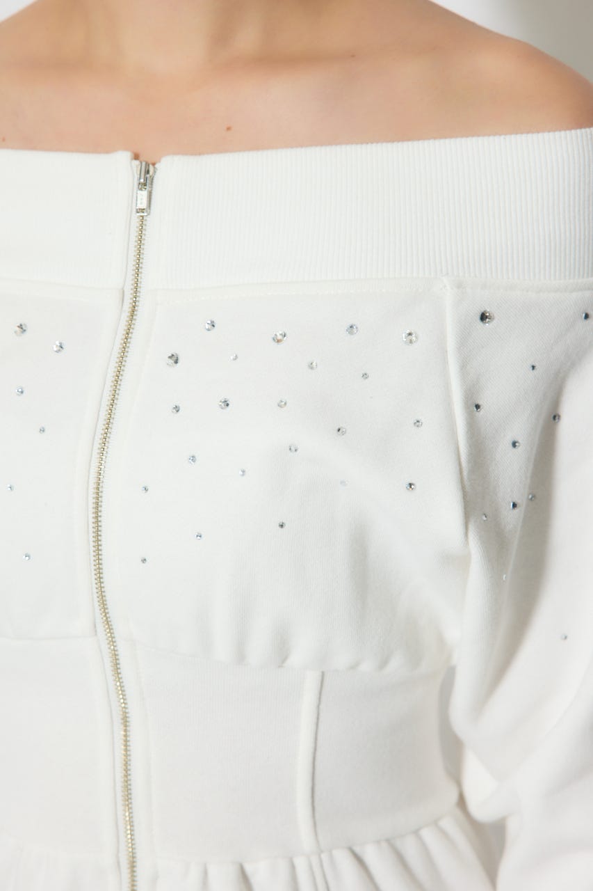 オフショルダーカッティングマーメイドワンピース WHT M