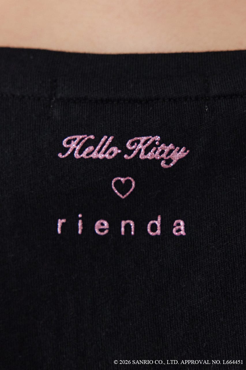 【HELLO KITTY】グリッターロゴミニTシャツ BLK FREE