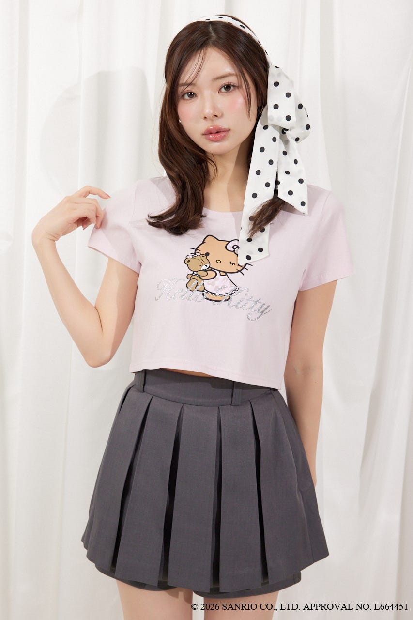 【HELLO KITTY】グリッターロゴミニTシャツ PNK FREE