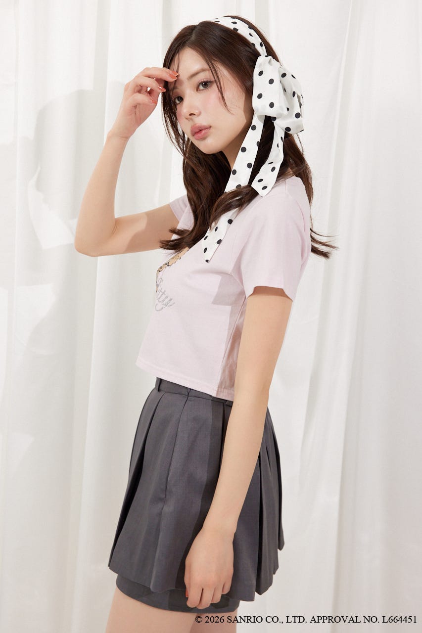 【HELLO KITTY】グリッターロゴミニTシャツ PNK FREE