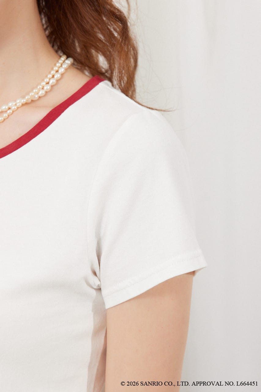 【HELLO KITTY】グリッターロゴミニTシャツ WHT FREE