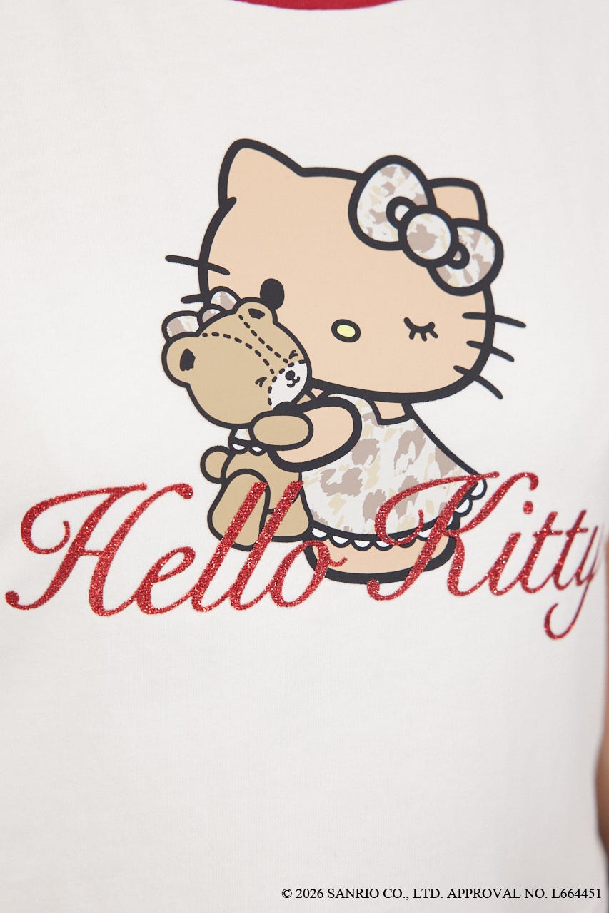 【HELLO KITTY】グリッターロゴミニTシャツ WHT FREE