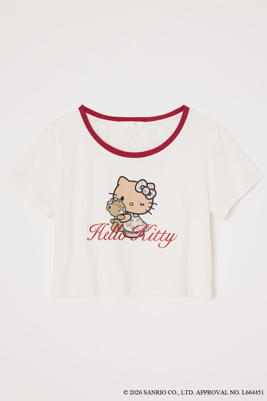 【HELLO KITTY】グリッターロゴミニTシャツ WHT FREE