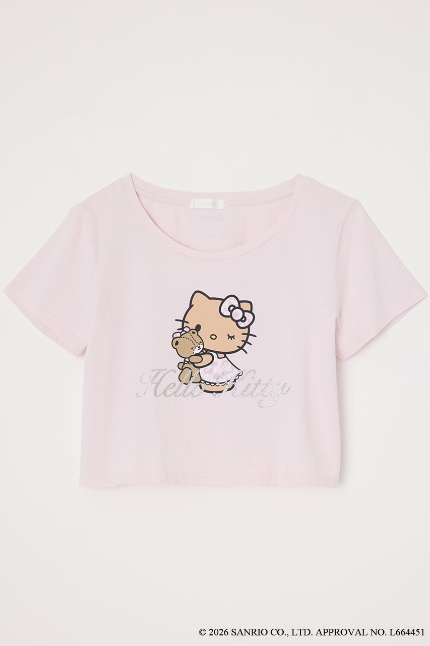 【HELLO KITTY】グリッターロゴミニTシャツ WHT FREE