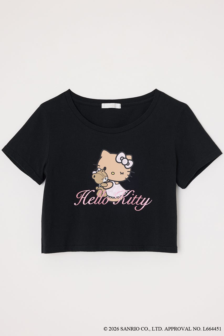 【HELLO KITTY】グリッターロゴミニTシャツ WHT FREE