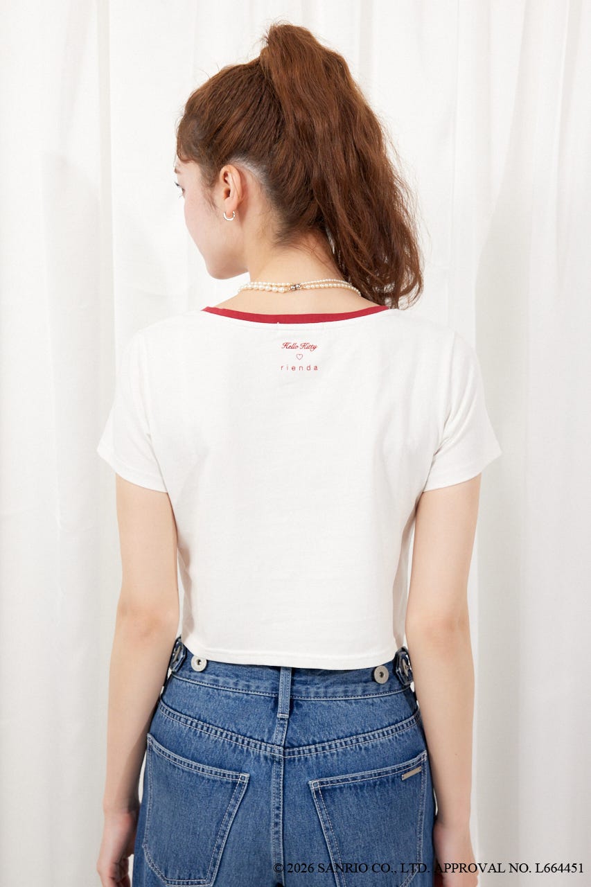 【HELLO KITTY】グリッターロゴミニTシャツ WHT FREE