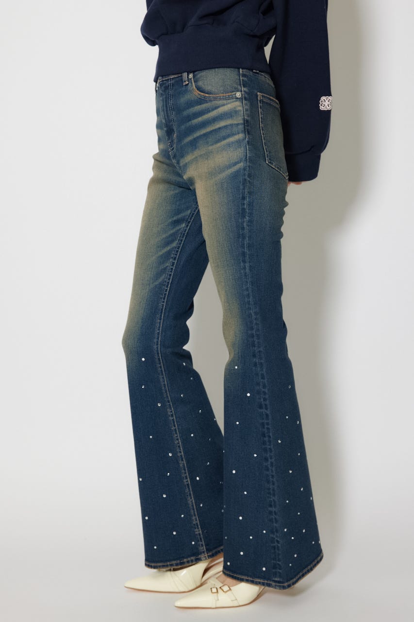 ビジュージャストウエストフレアデニムパンツ BLU M
