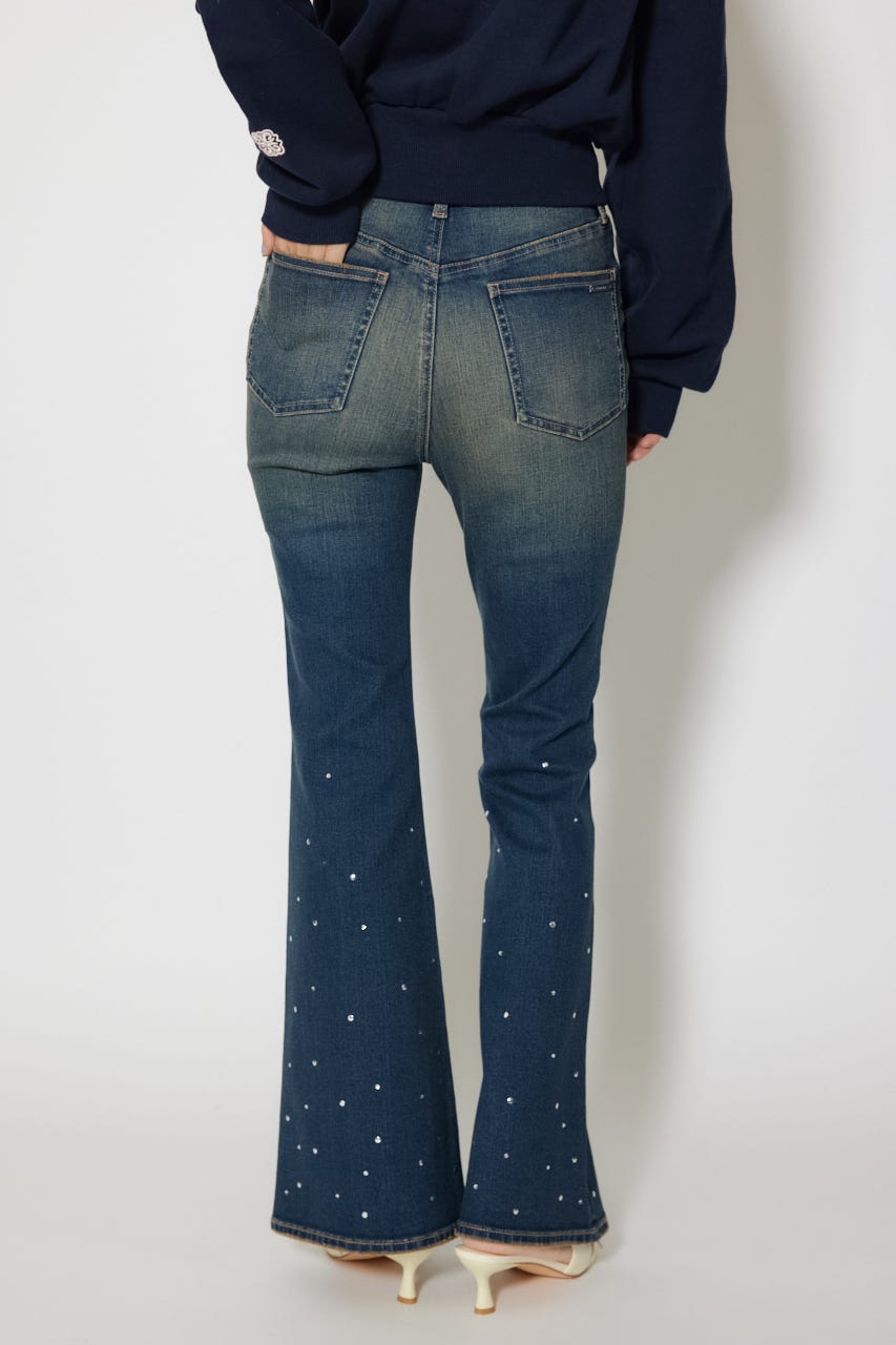 ビジュージャストウエストフレアデニムパンツ BLU M