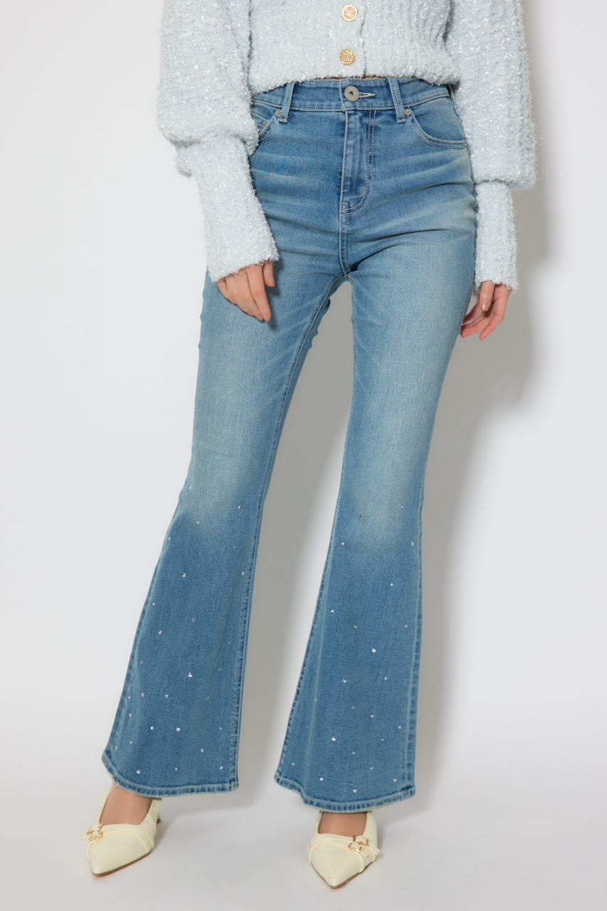 ビジュージャストウエストフレアデニムパンツ L/BLU XS