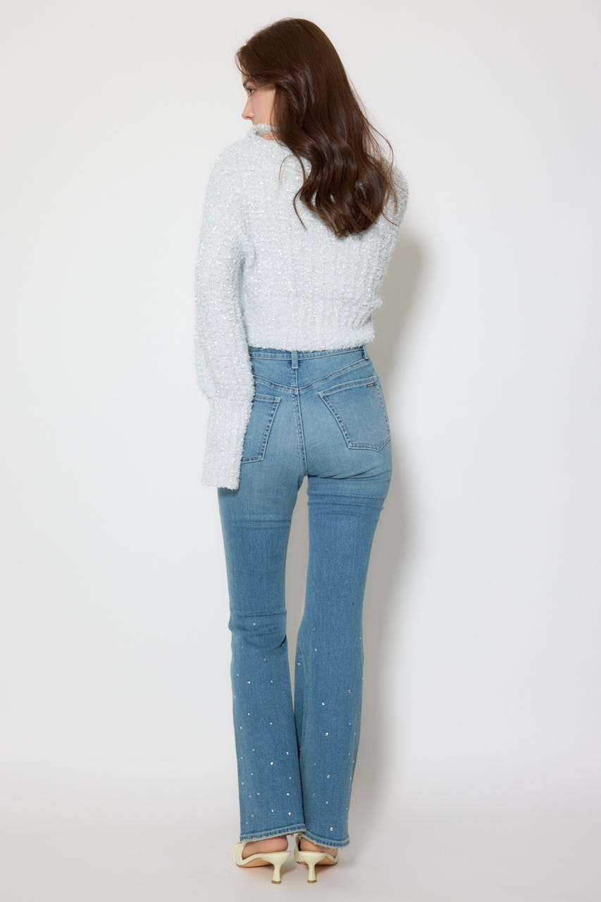 ビジュージャストウエストフレアデニムパンツ L/BLU XS