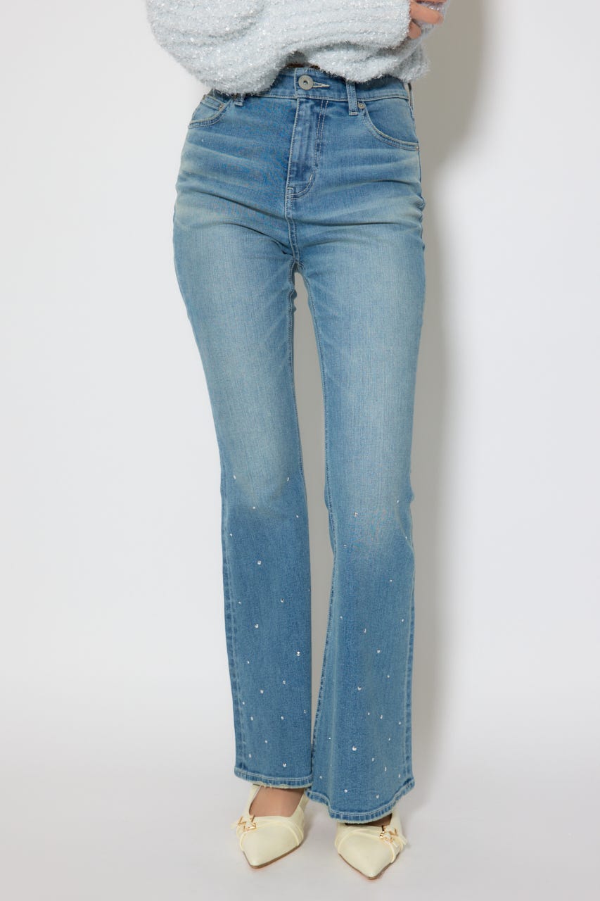 ビジュージャストウエストフレアデニムパンツ L/BLU XS