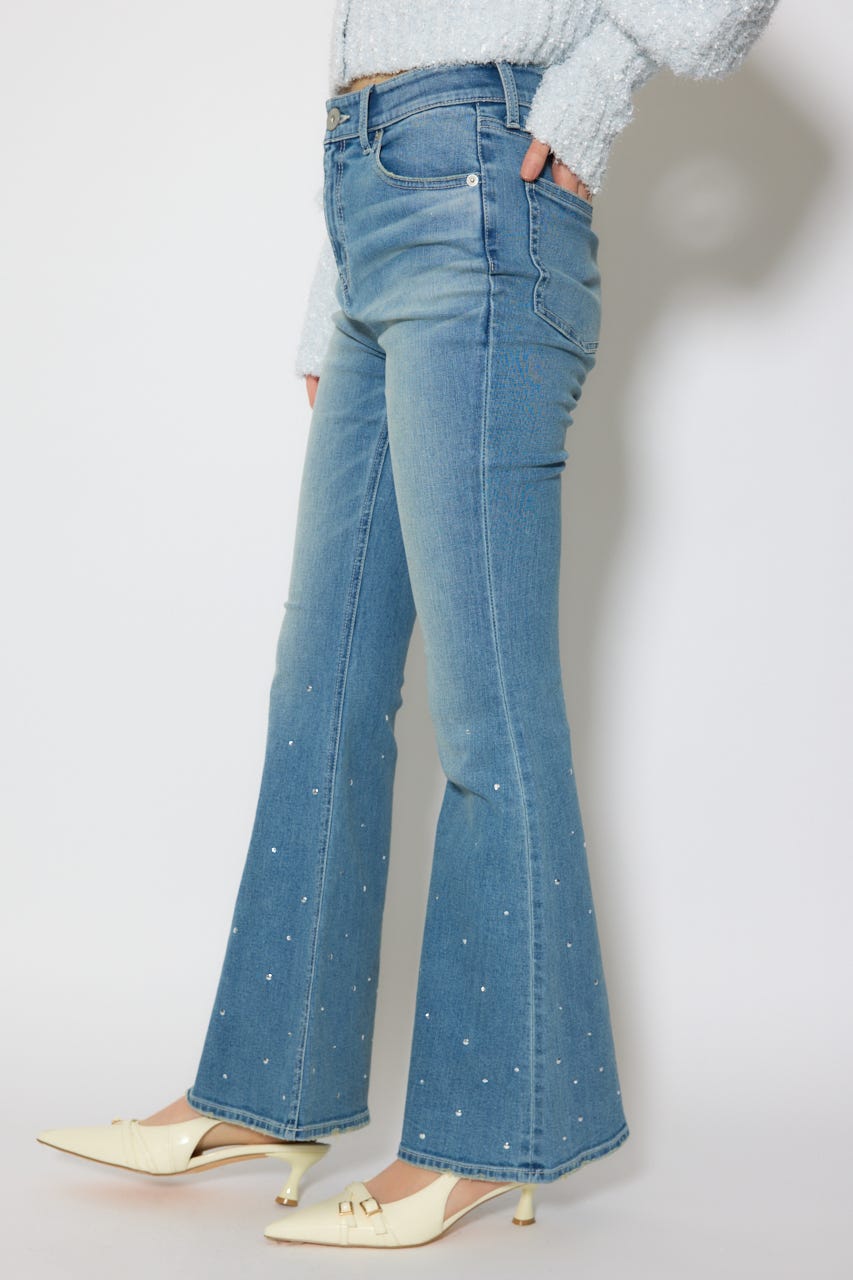 ビジュージャストウエストフレアデニムパンツ L/BLU XS