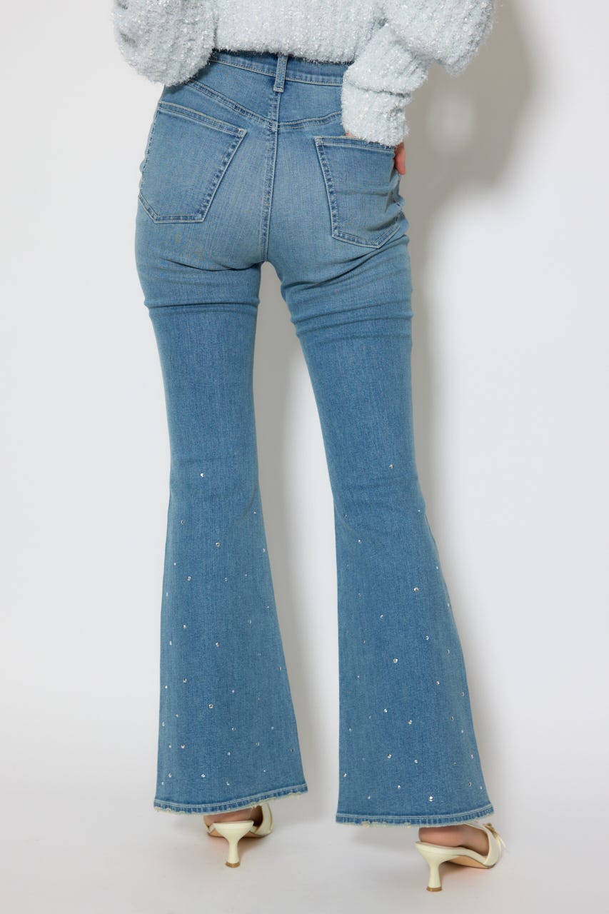 ビジュージャストウエストフレアデニムパンツ L/BLU XS