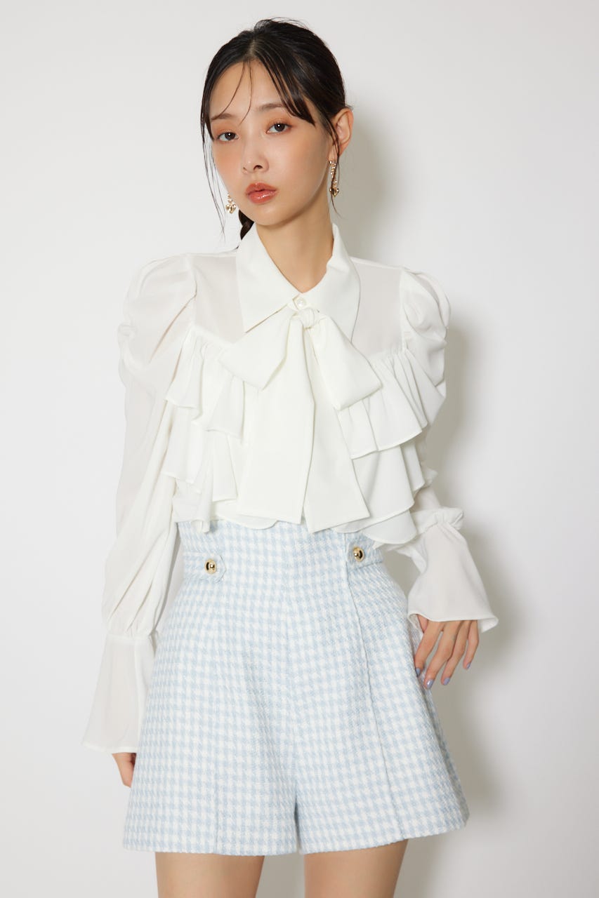 BIGリボンシフォンブラウス WHT FREE