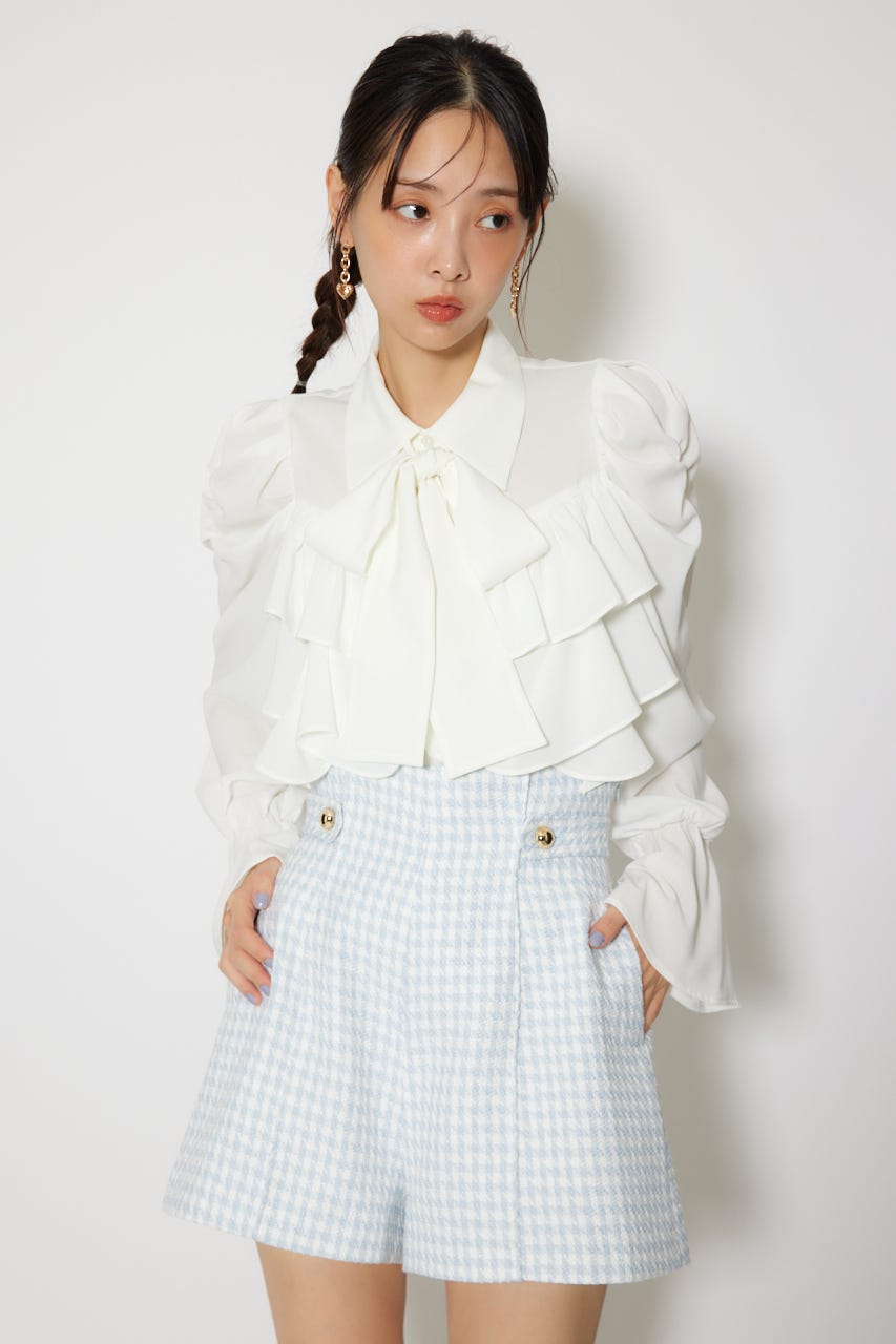 BIGリボンシフォンブラウス WHT FREE