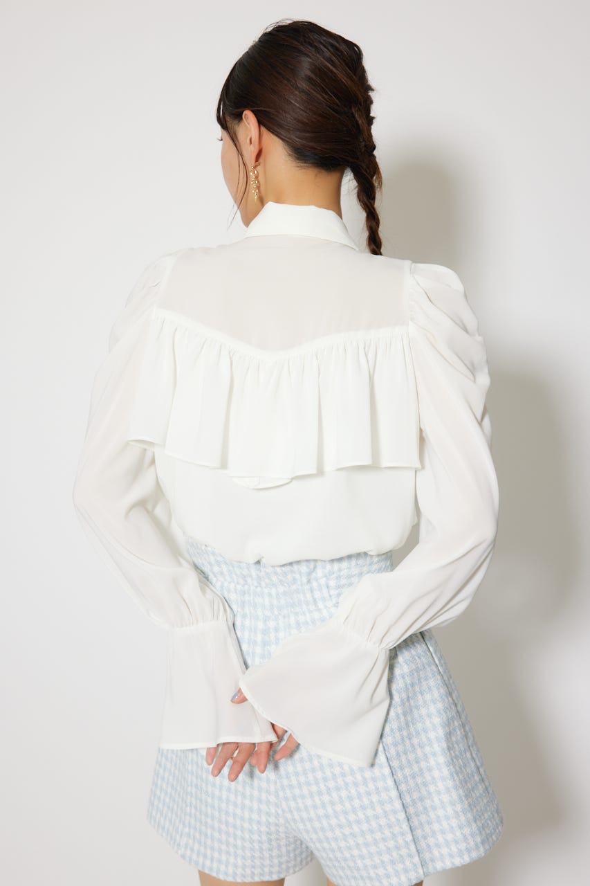 BIGリボンシフォンブラウス WHT FREE