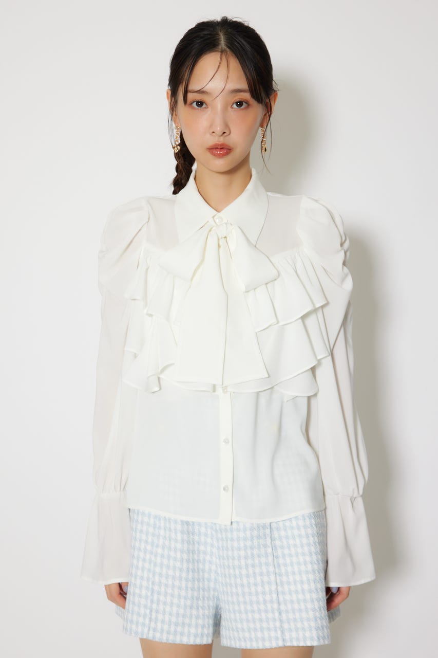 BIGリボンシフォンブラウス WHT FREE
