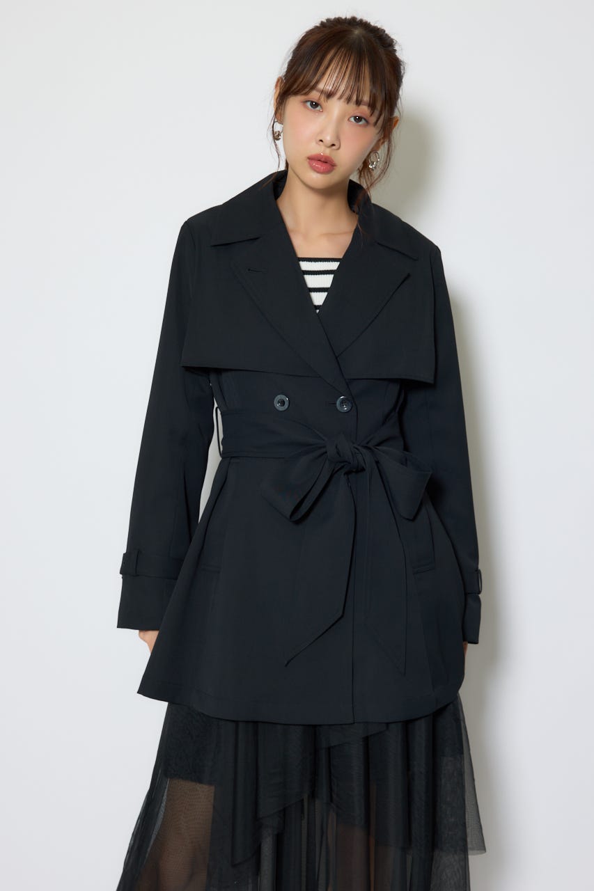 【1/25(日)23:59までSS先行予約会対象アイテム】フラップフレアトレンチコート BLK M