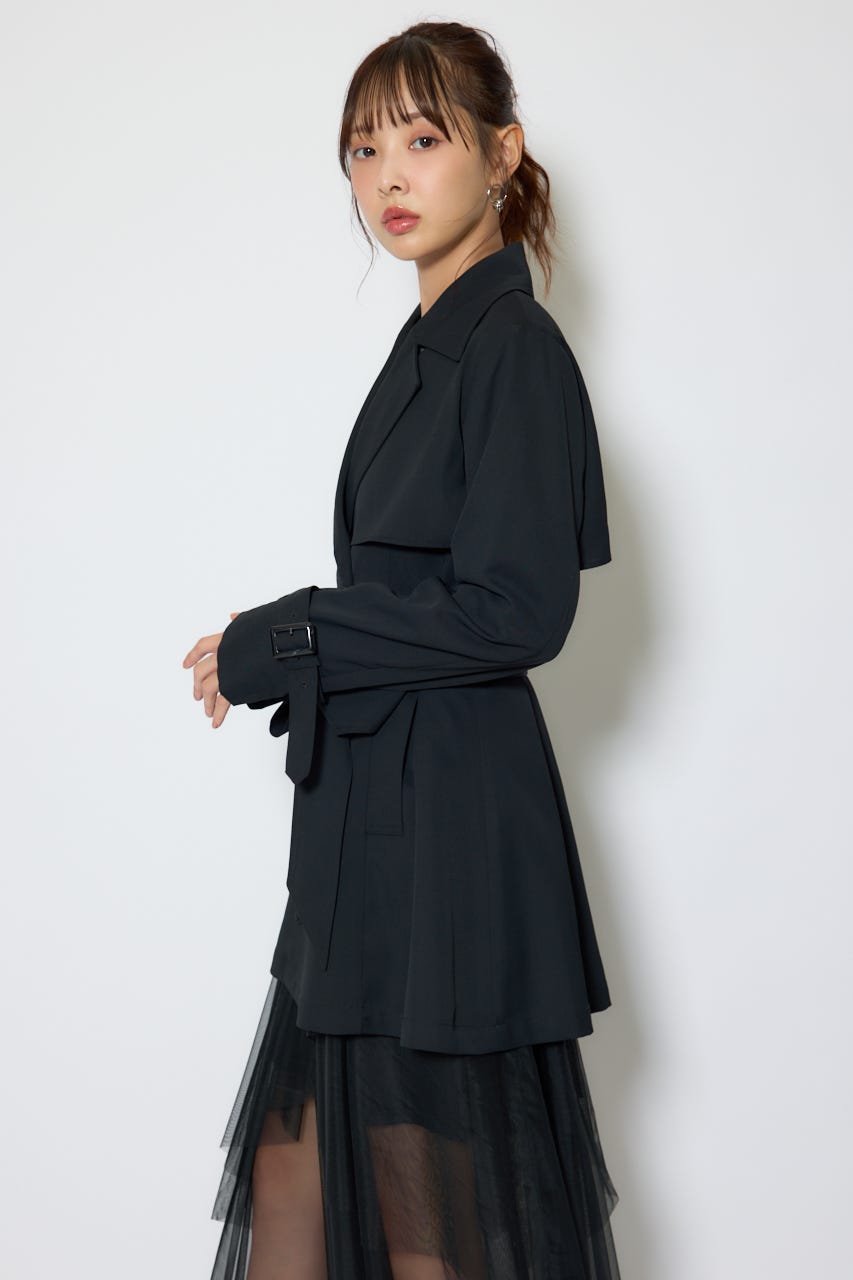 【1/25(日)23:59までSS先行予約会対象アイテム】フラップフレアトレンチコート BLK M