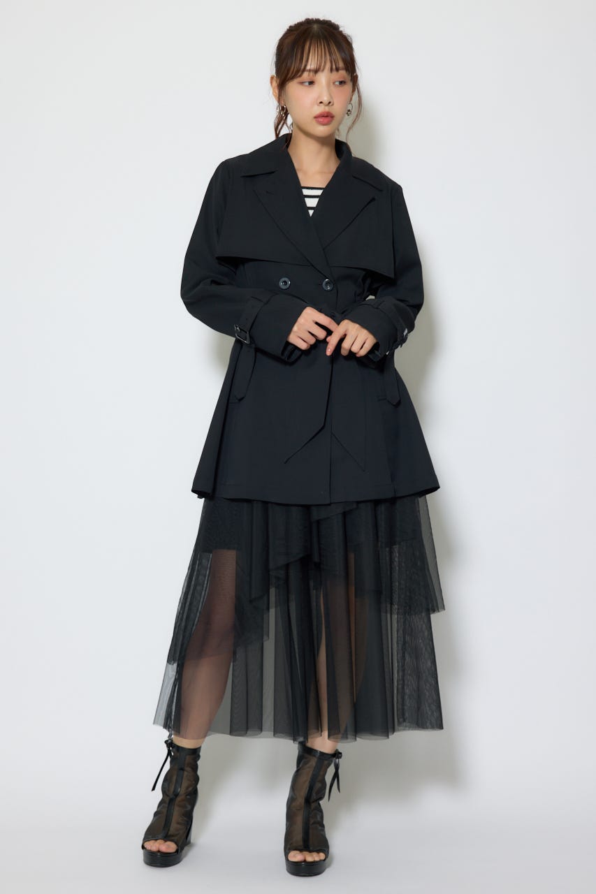 【1/25(日)23:59までSS先行予約会対象アイテム】フラップフレアトレンチコート BLK M