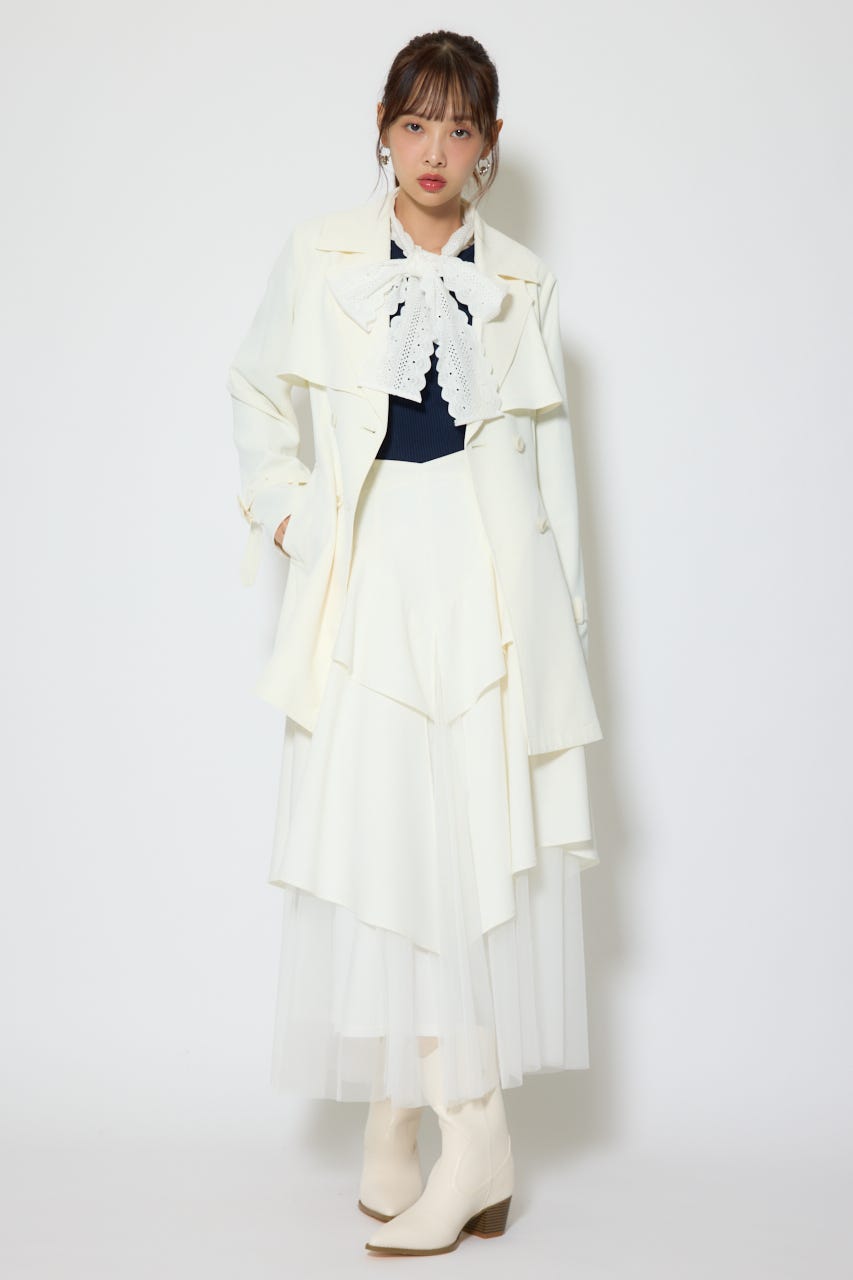 【1/25(日)23:59までSS先行予約会対象アイテム】フラップフレアトレンチコート WHT M