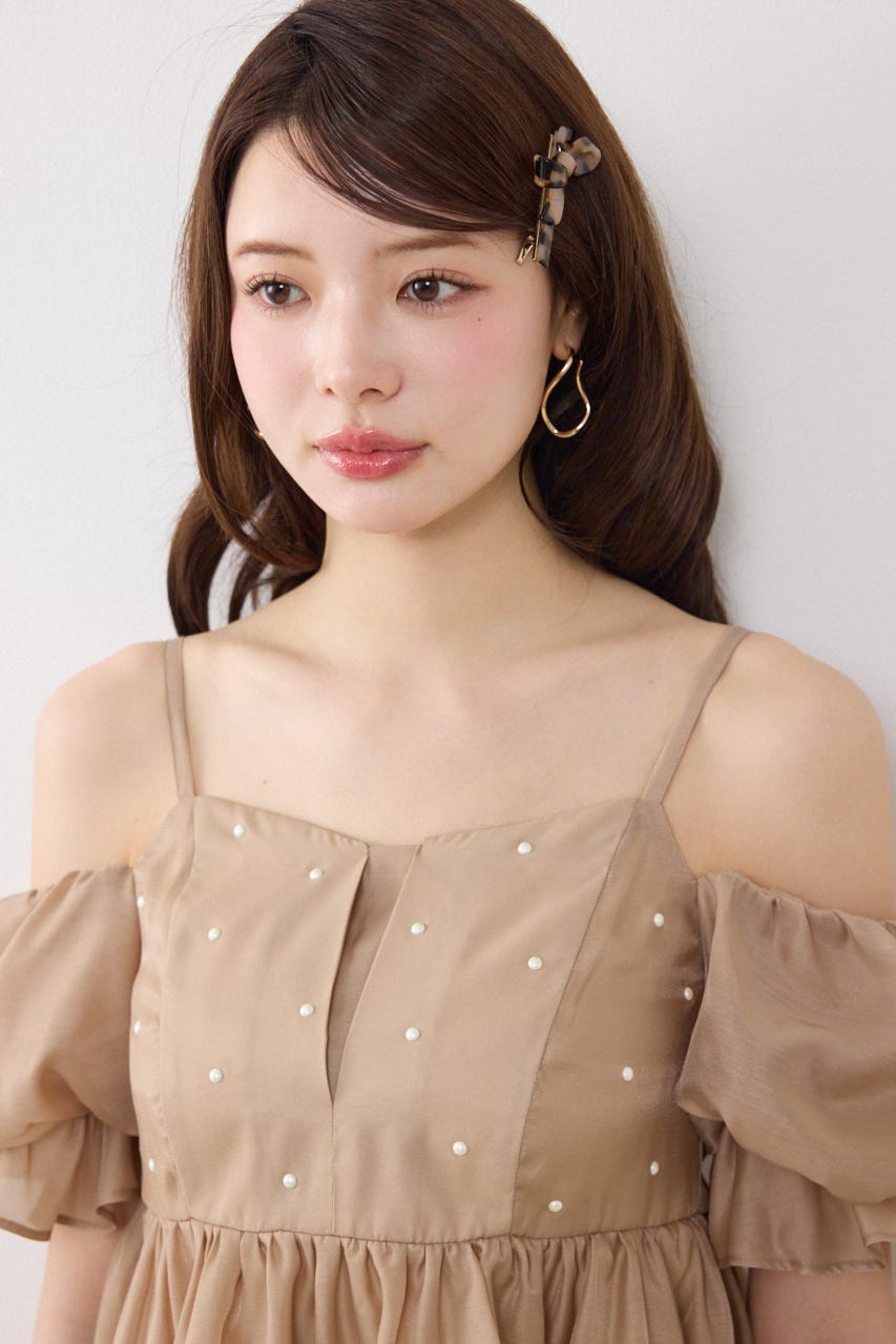 2WAYビジューオフショルブラウス BEG FREE