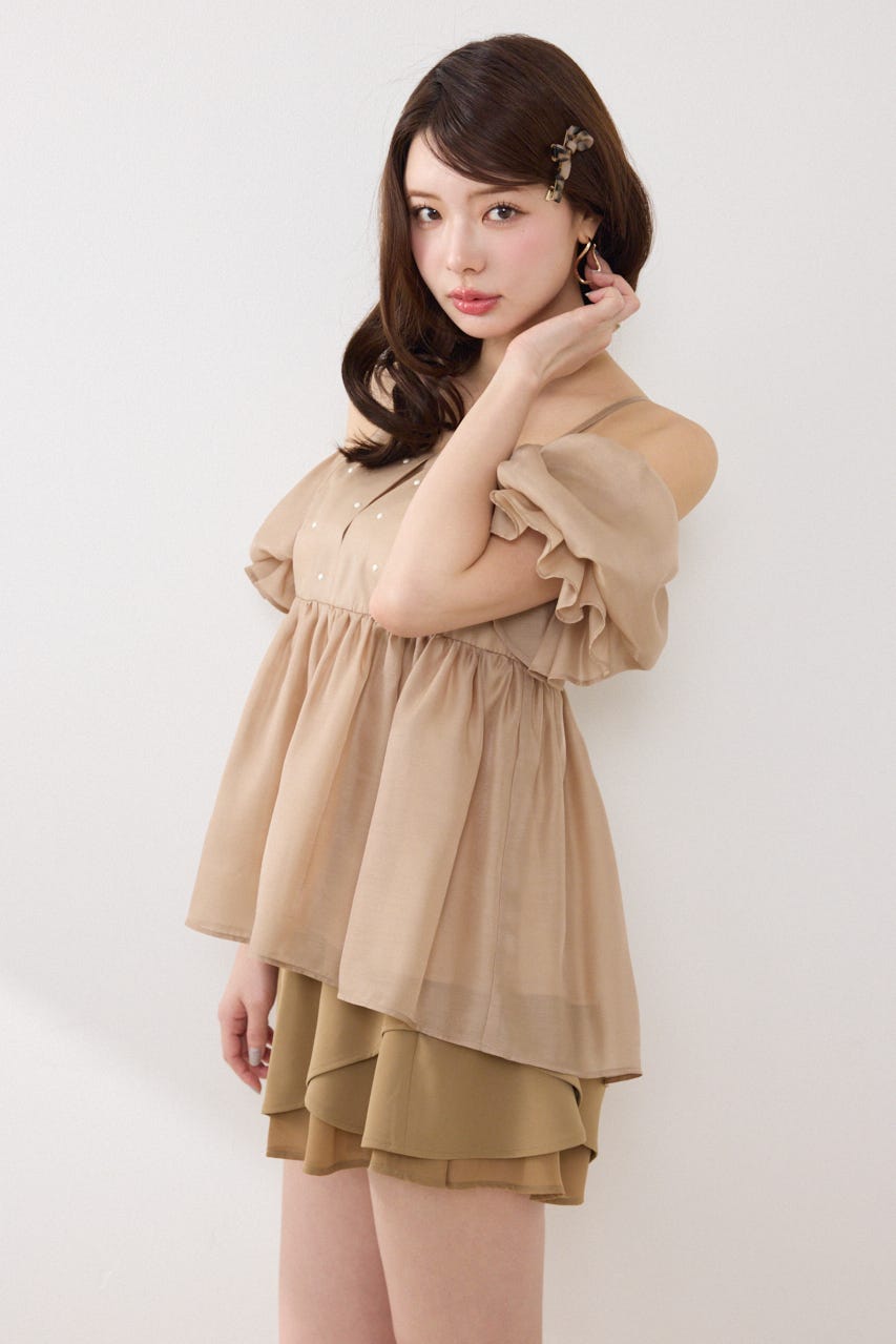 2WAYビジューオフショルブラウス BEG FREE