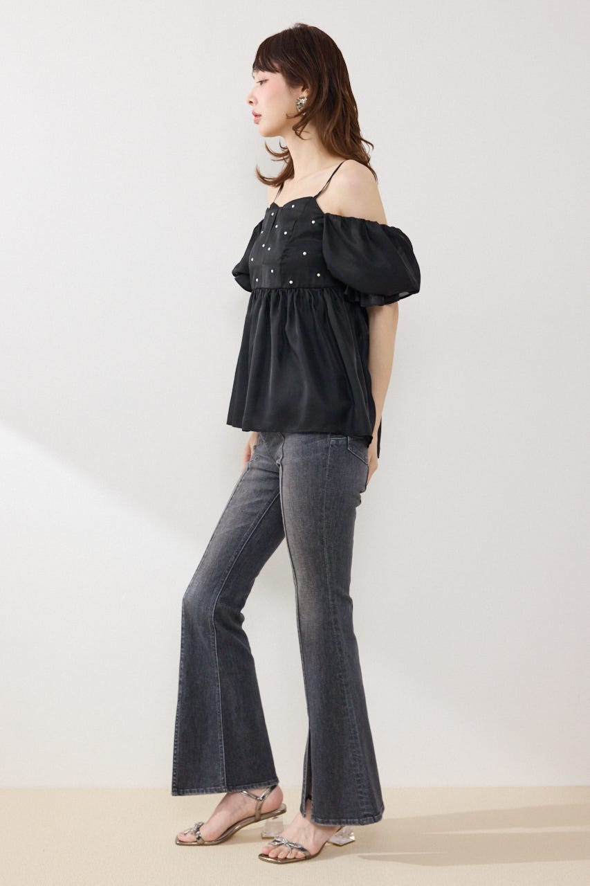 2WAYビジューオフショルブラウス BLK FREE