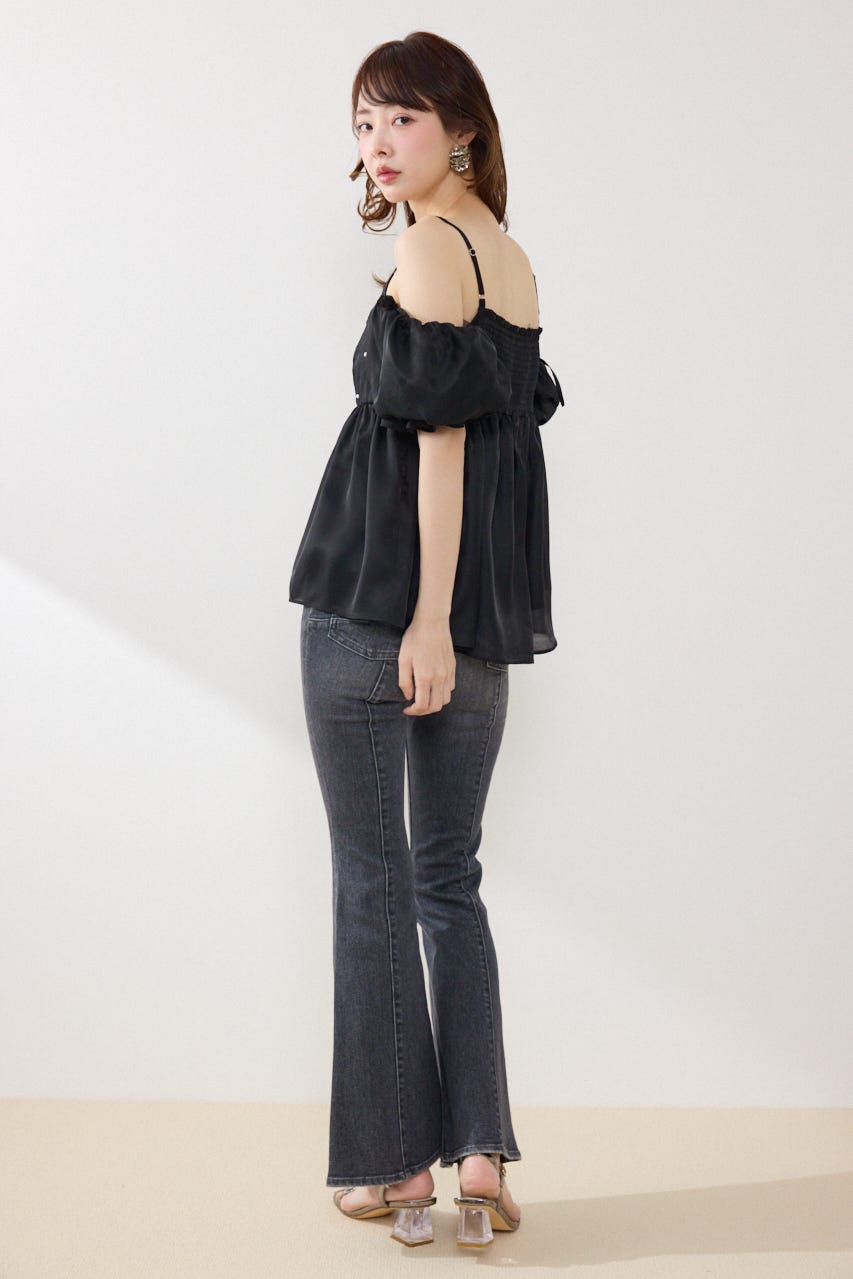 2WAYビジューオフショルブラウス BLK FREE