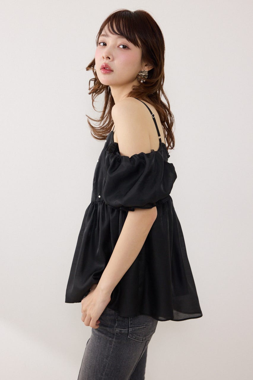 2WAYビジューオフショルブラウス BLK FREE
