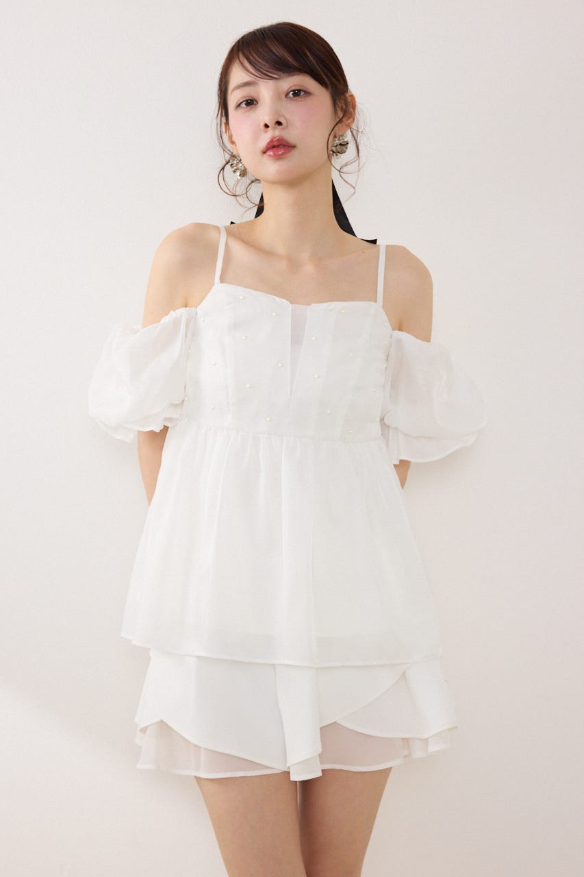 2WAYビジューオフショルブラウス WHT FREE