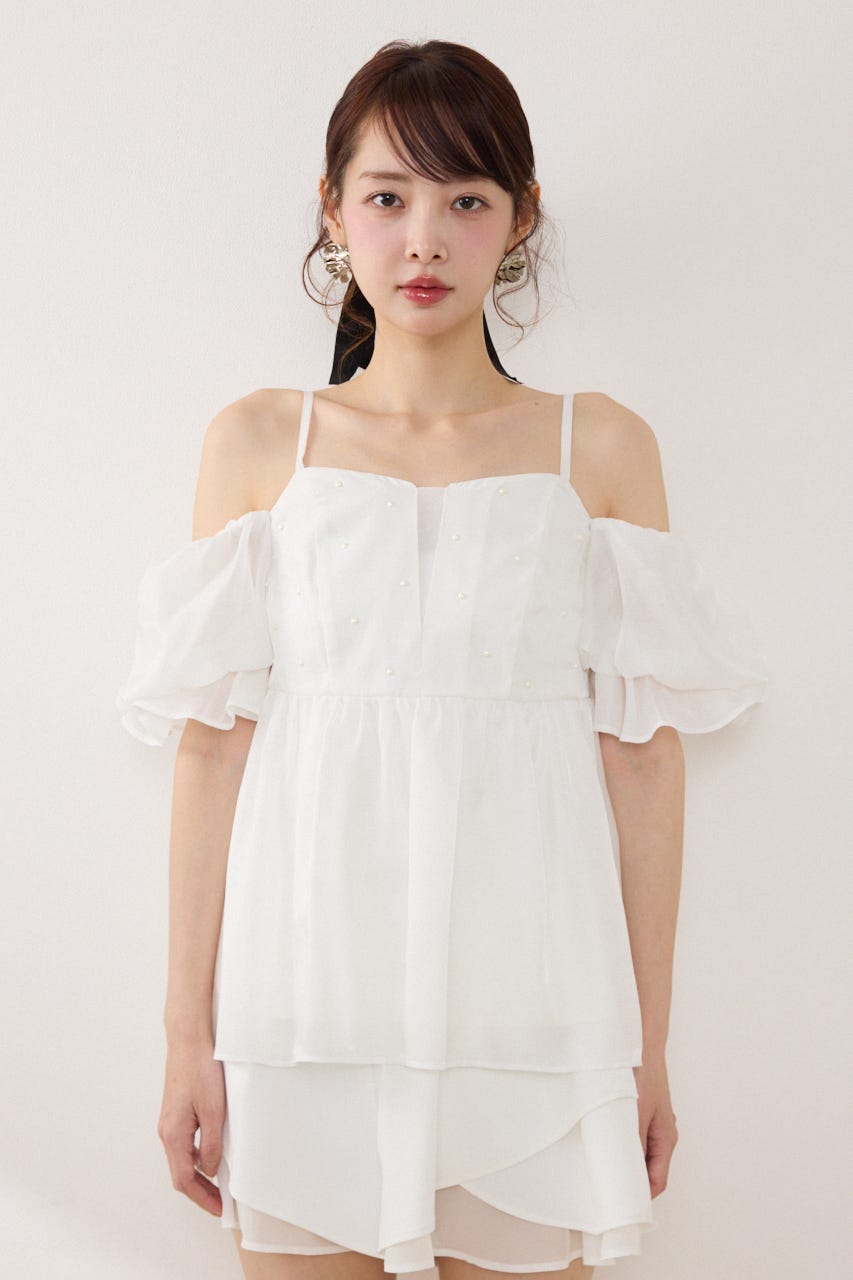 【AKB48 伊藤百花さん着用アイテム】2WAYビジューオフショルブラウス WHT FREE