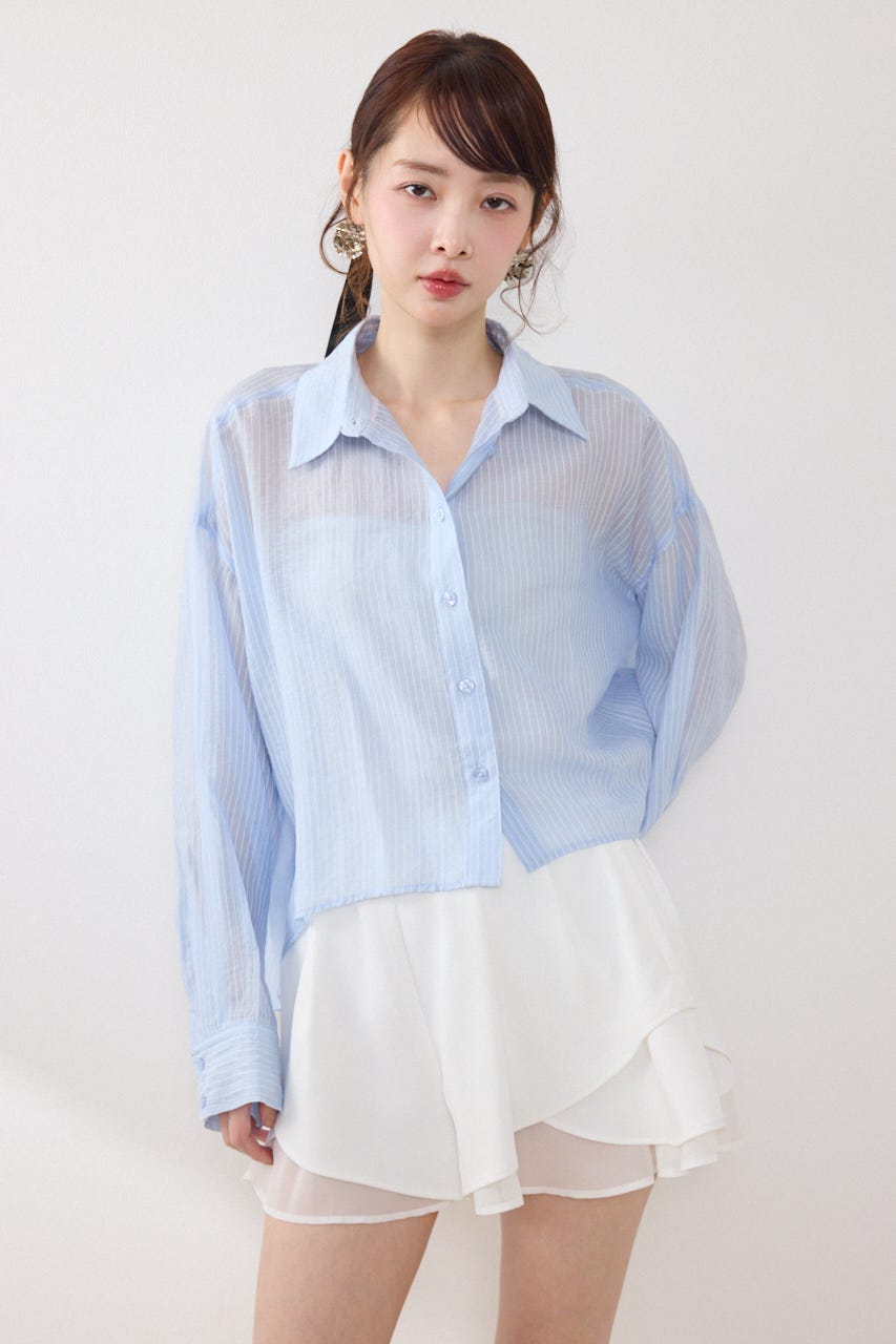 アシンメトリーストライプシャツ BLU FREE