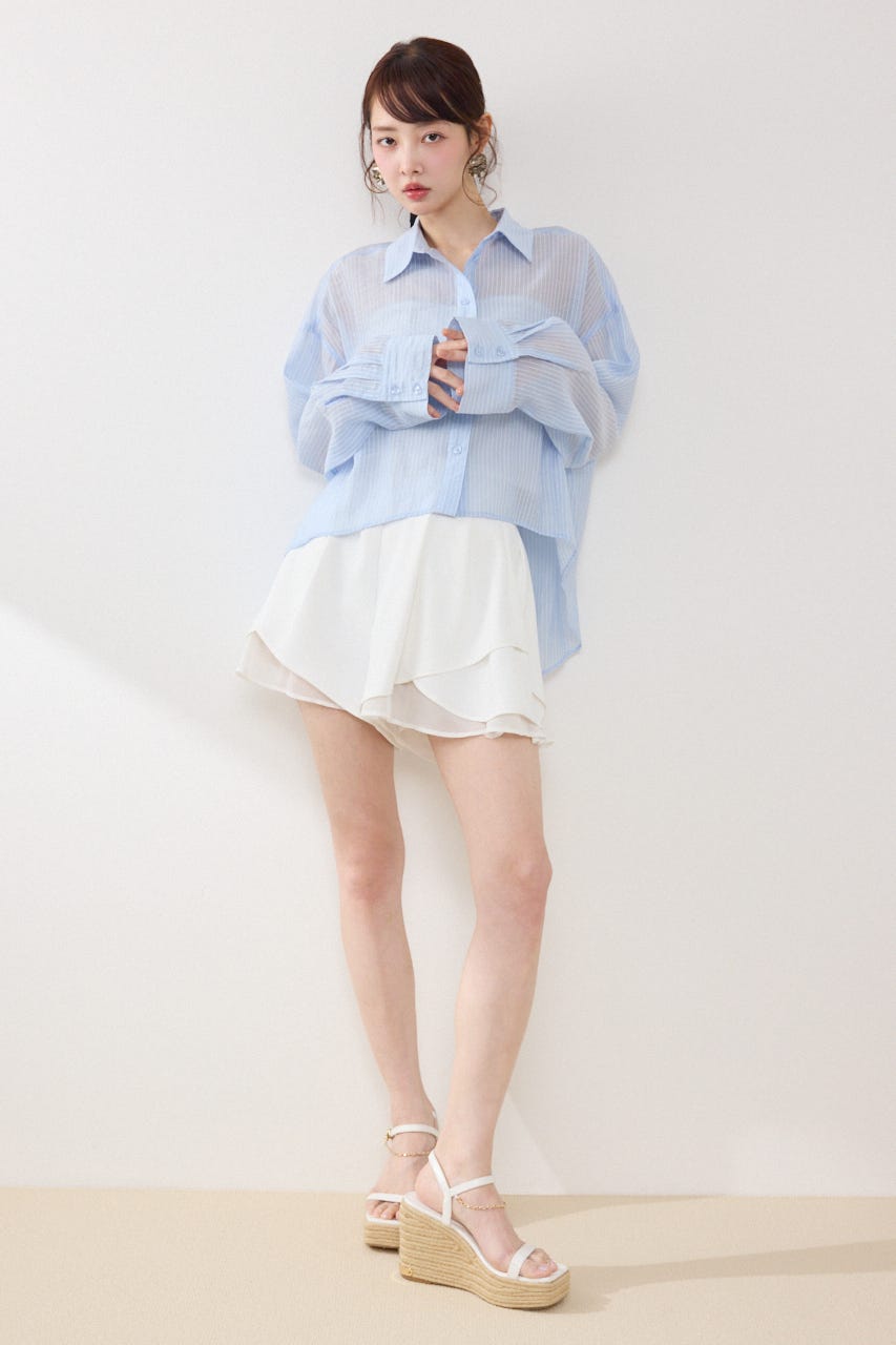 アシンメトリーストライプシャツ BLU FREE