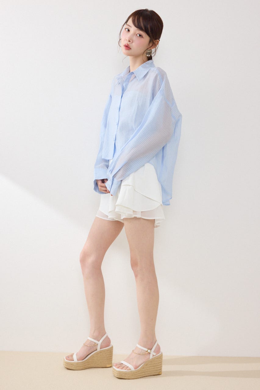 アシンメトリーストライプシャツ BLU FREE