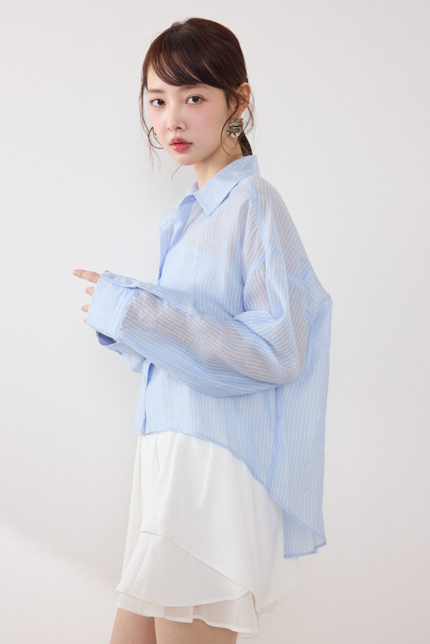 アシンメトリーストライプシャツ BLU FREE